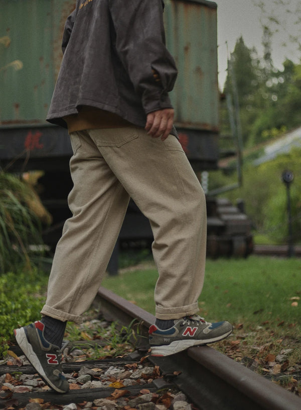 IRUMDROOM/Straight Casual Pants/armygreen/apricot