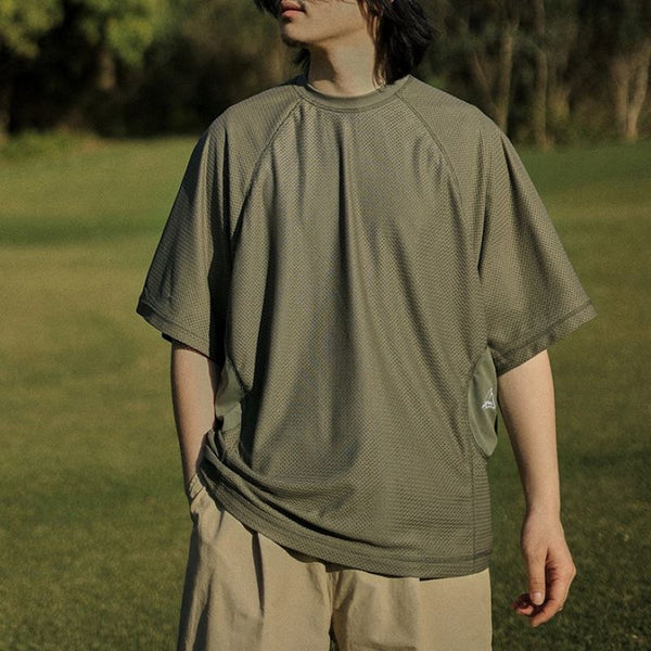 ラウンドネックメッシュTシャツ【IR730】
