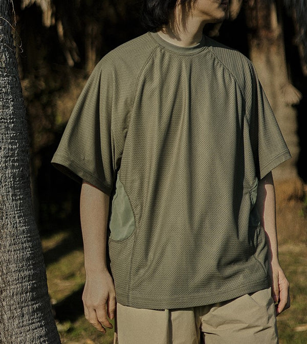 ラウンドネックメッシュTシャツ【IR730】