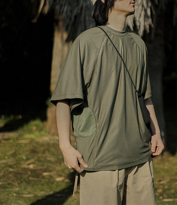ラウンドネックメッシュTシャツ【IR730】