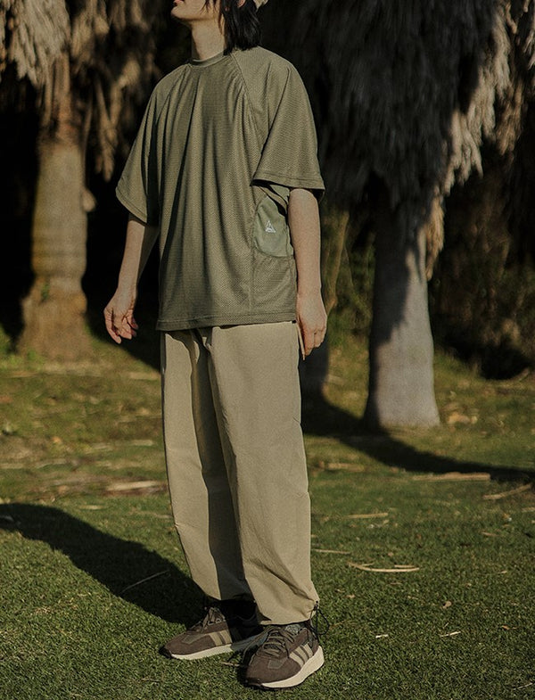 ラウンドネックメッシュTシャツ【IR730】