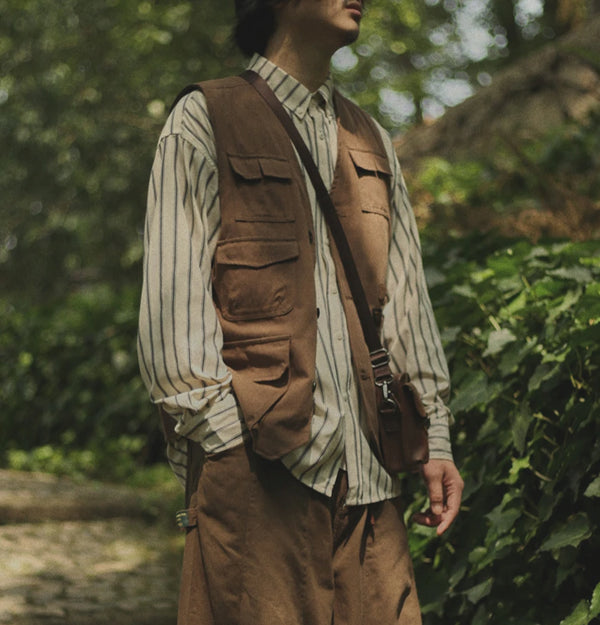 IRUMDROOM/Multi Pocket Vest/brown
