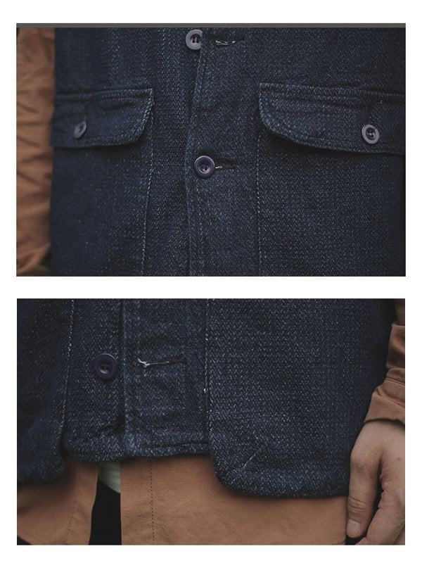 IRUMDROOM/Multi Pocket Denim Vest/dark blue