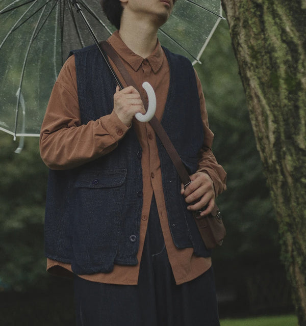 IRUMDROOM/Multi Pocket Denim Vest/dark blue