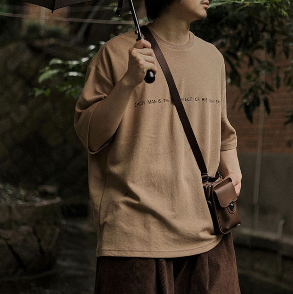 ラウンドネックプリントTシャツ【IR526】