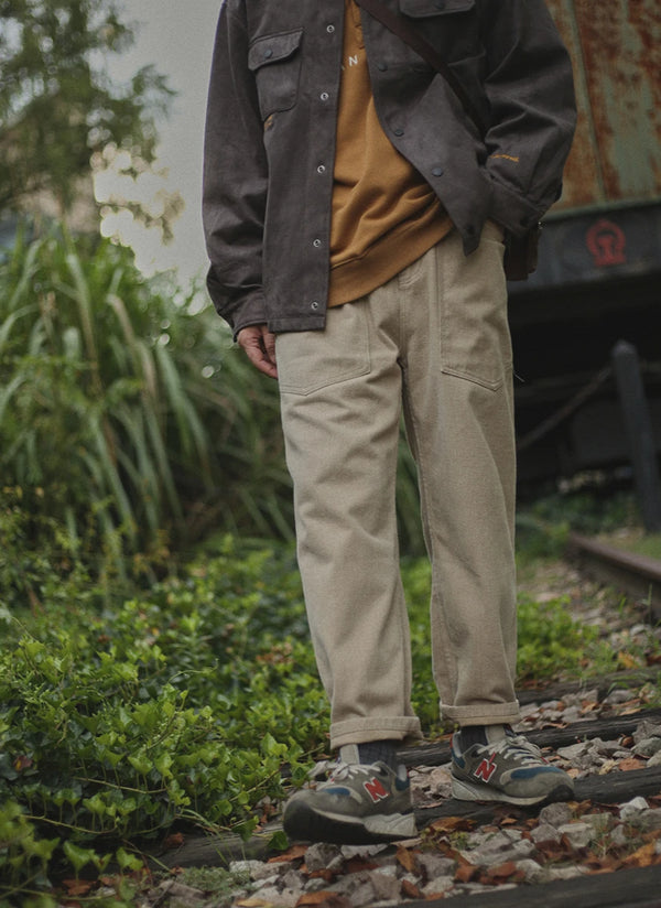 IRUMDROOM/Straight Casual Pants/armygreen/apricot
