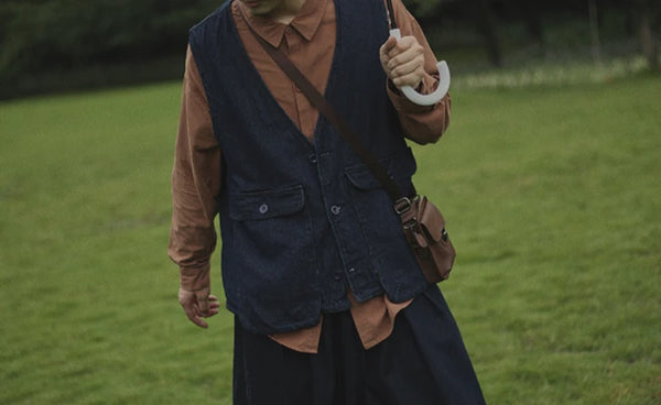IRUMDROOM/Multi Pocket Denim Vest/dark blue
