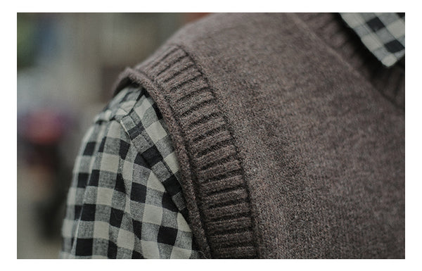 IRUMDROOM/Round Neck Knit Vest/brown