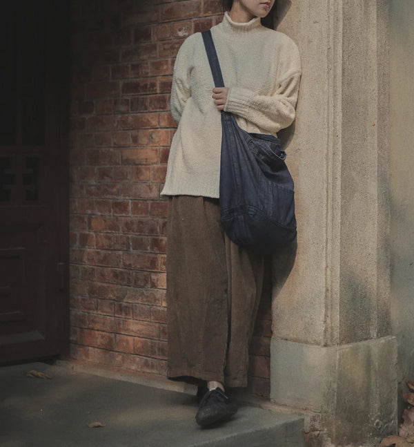 IRUMDROOM/High Neck Sweater/warm white/brown