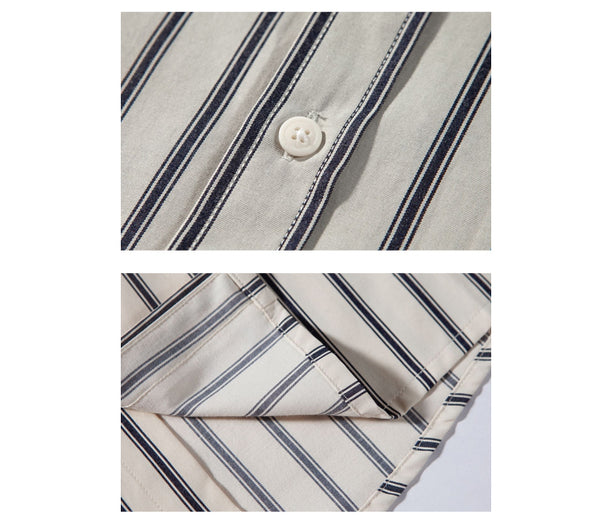 IRUMDROOM/Loose Striped Shirt/apricot/gray