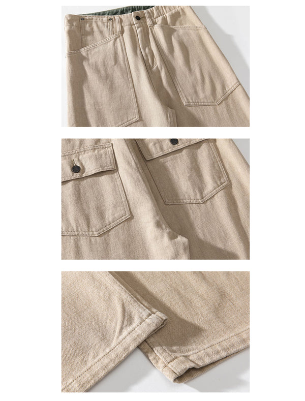 IRUMDROOM/Straight Casual Pants/armygreen/apricot