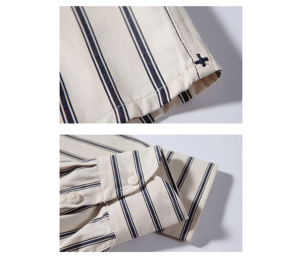 IRUMDROOM/Loose Striped Shirt/apricot/gray