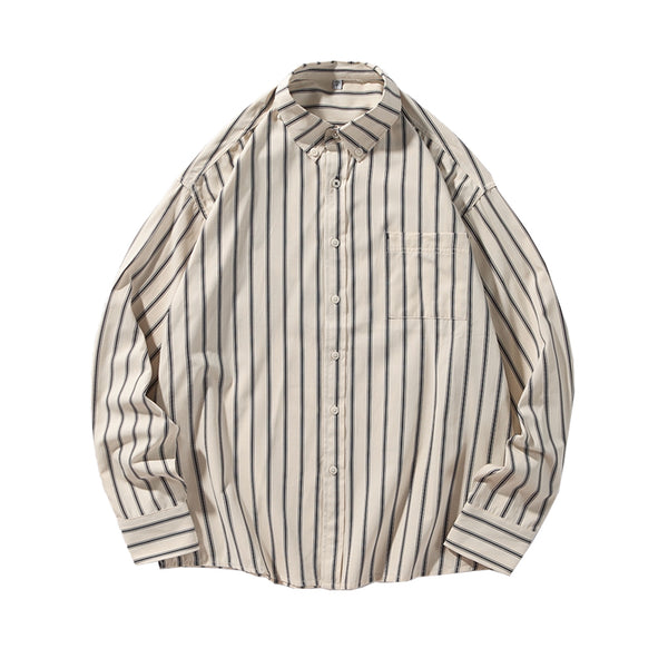 IRUMDROOM/Loose Striped Shirt/apricot/gray