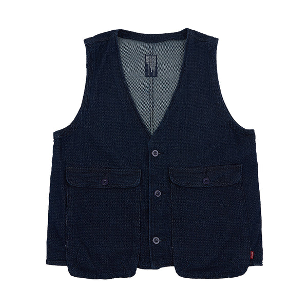 IRUMDROOM/Multi Pocket Denim Vest/dark blue