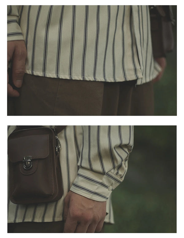 IRUMDROOM/Loose Striped Shirt/apricot/gray