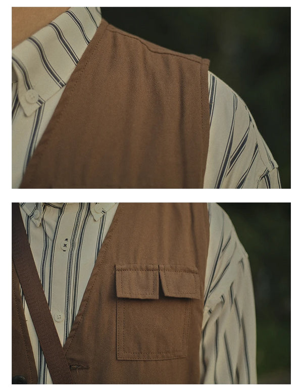 IRUMDROOM/Multi Pocket Vest/brown
