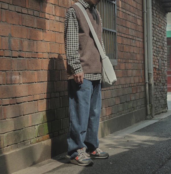 IRUMDROOM/Round Neck Knit Vest/brown