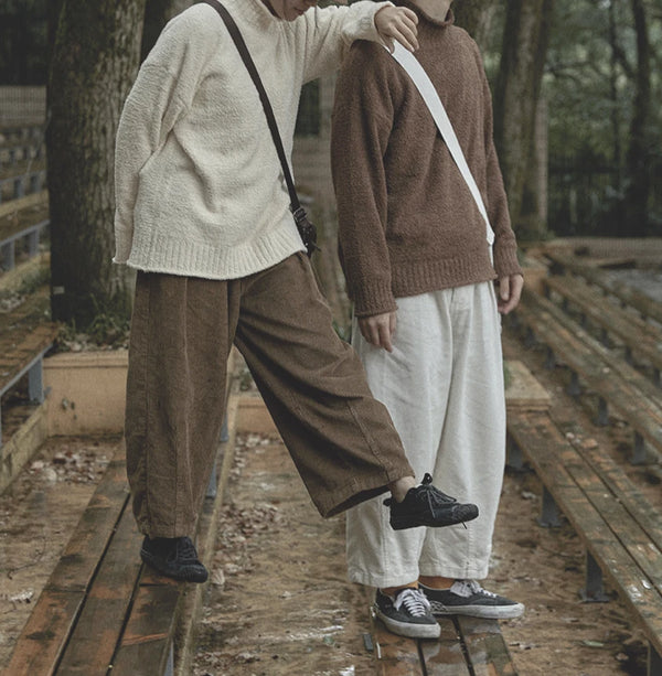 IRUMDROOM/High Neck Sweater/warm white/brown