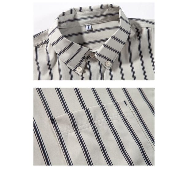 IRUMDROOM/Loose Striped Shirt/apricot/gray