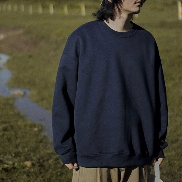 Solid color round neck sweater [IR834]