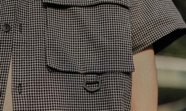 Pin check double pocket shirt [IR747]