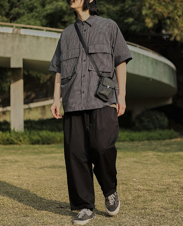 Pin check double pocket shirt [IR747]