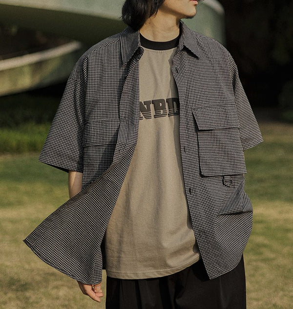 Pin check double pocket shirt [IR747]