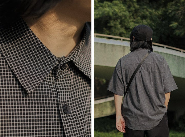 Pin check double pocket shirt [IR747]