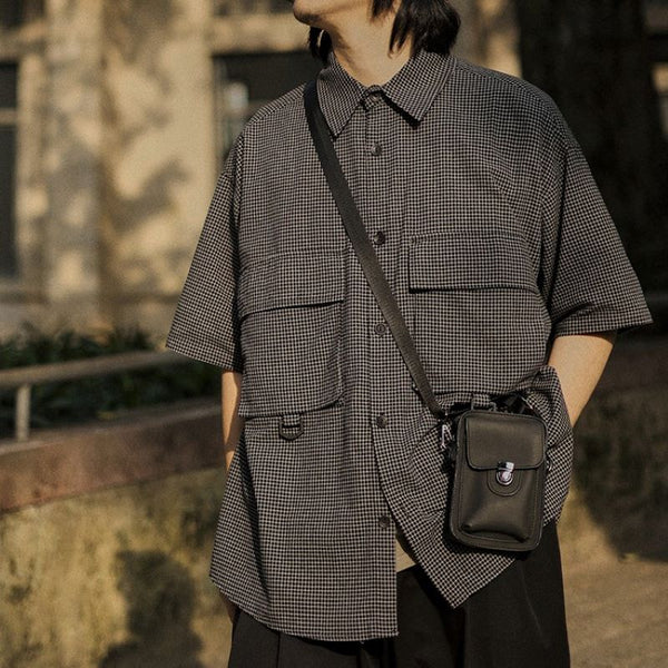 Pin check double pocket shirt [IR747]