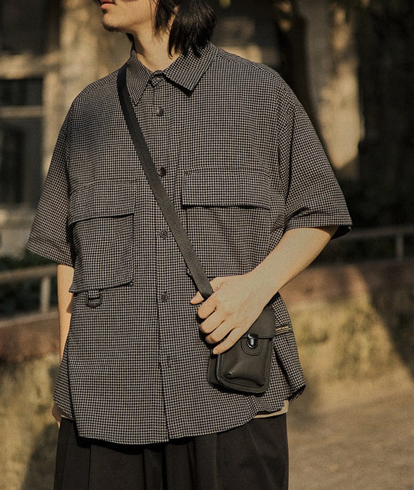 Pin check double pocket shirt [IR747]