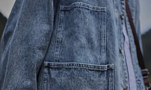 Collarless denim jacket [IR828]