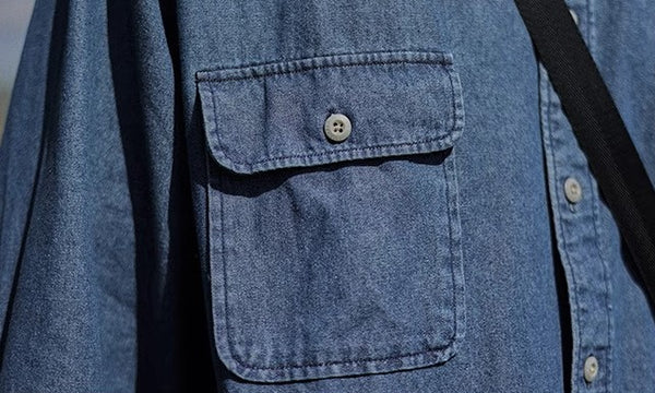 Double pocket washed denim shirt [IR837]