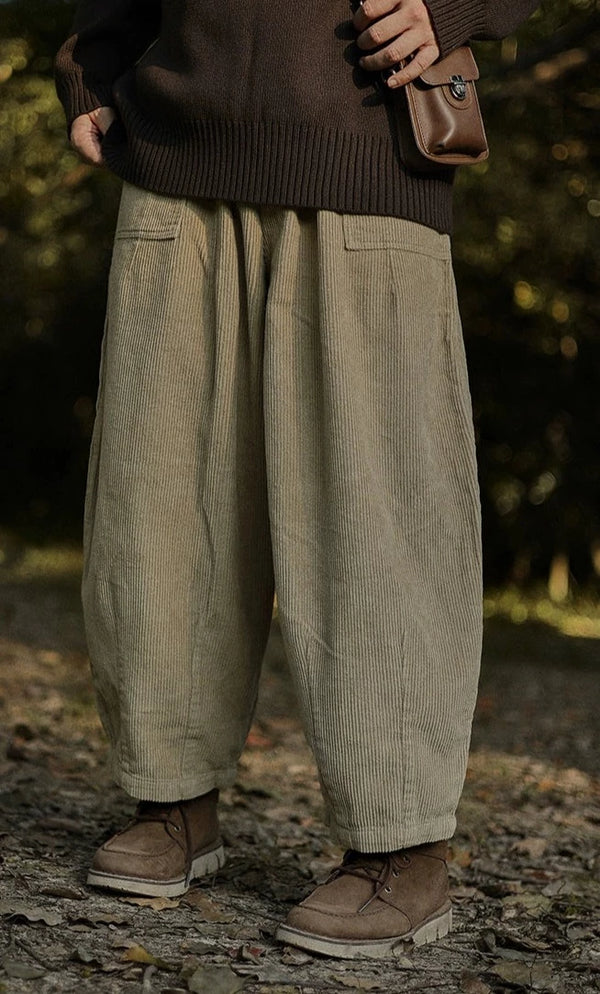 Corduroy wide leg pants [IR851]