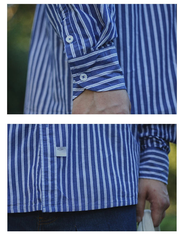 IRUMDROOM／Casual Striped Shirt／blue／light blue