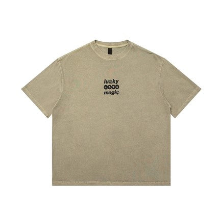 Heavyweight washed print T-shirt [IR726]