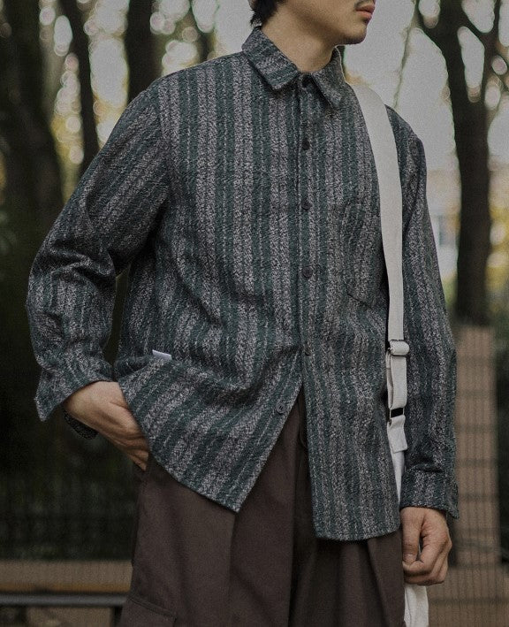 Loose warm pattern shirt [IR390]