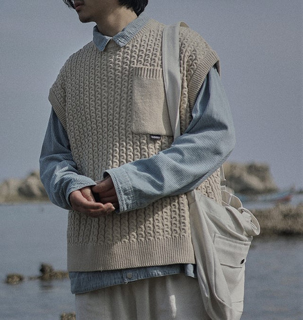 Pocket knit vest [IR311]