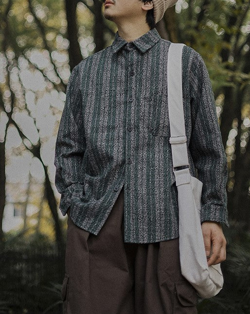 Loose warm pattern shirt [IR390]