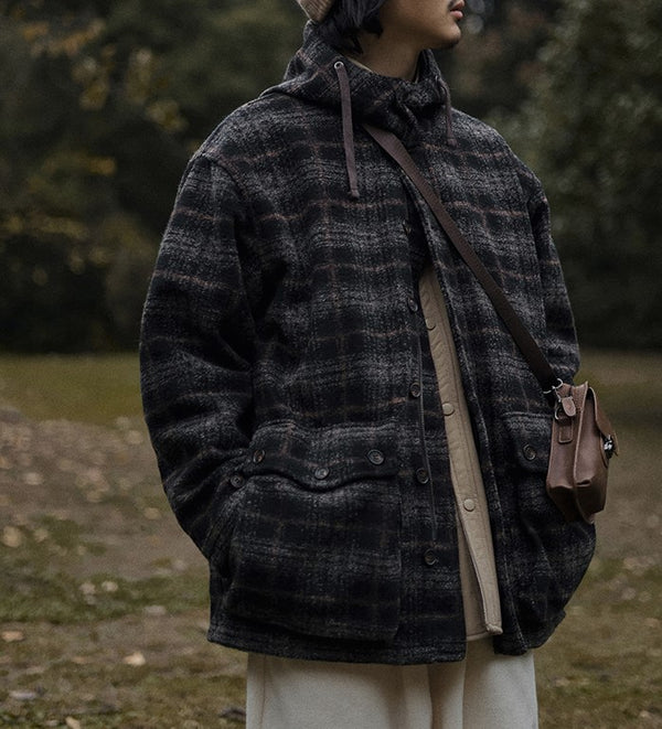 Wool check outerwear [IR666]