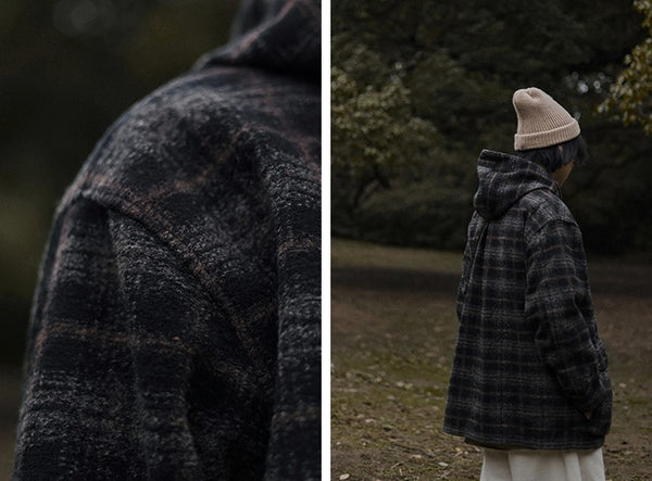 Wool check outerwear [IR666]