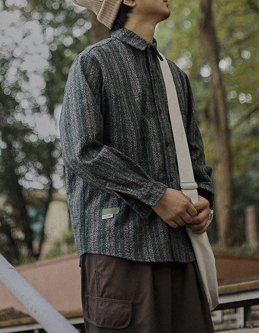 Loose warm pattern shirt [IR390]