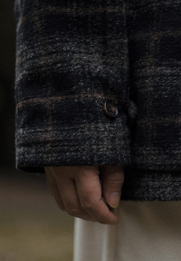 Wool check outerwear [IR666]