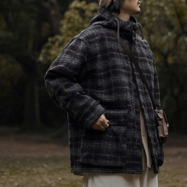 Wool check outerwear [IR666]