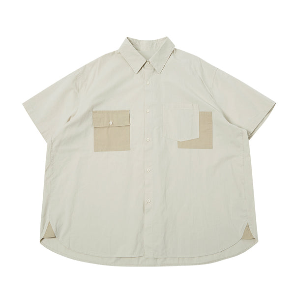 Asymmetric pocket short sleeve shirt [IR272]