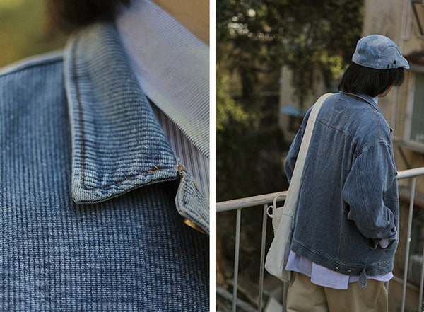 Washed striped denim jacket [IR703]