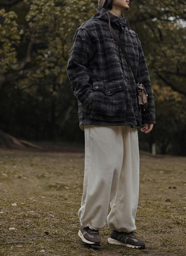 Wool check outerwear [IR666]