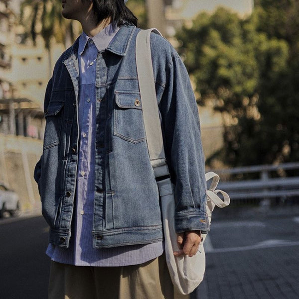 Washed striped denim jacket [IR703]