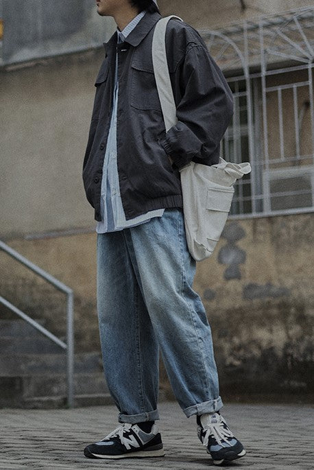 Wide straight denim pants [IR460]