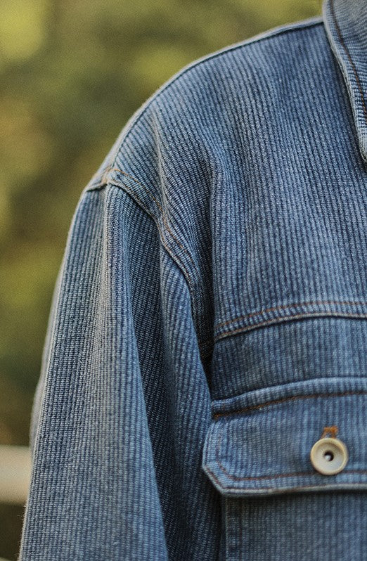 Washed striped denim jacket [IR703]