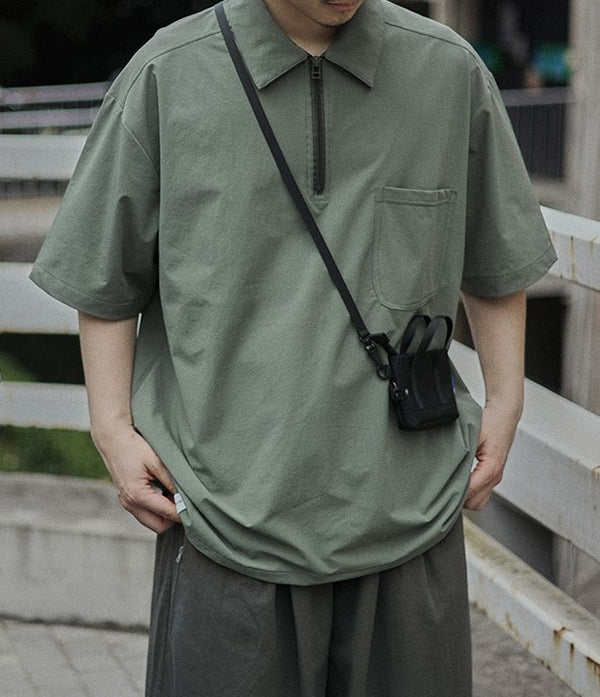 One pocket zip polo shirt [IR538]